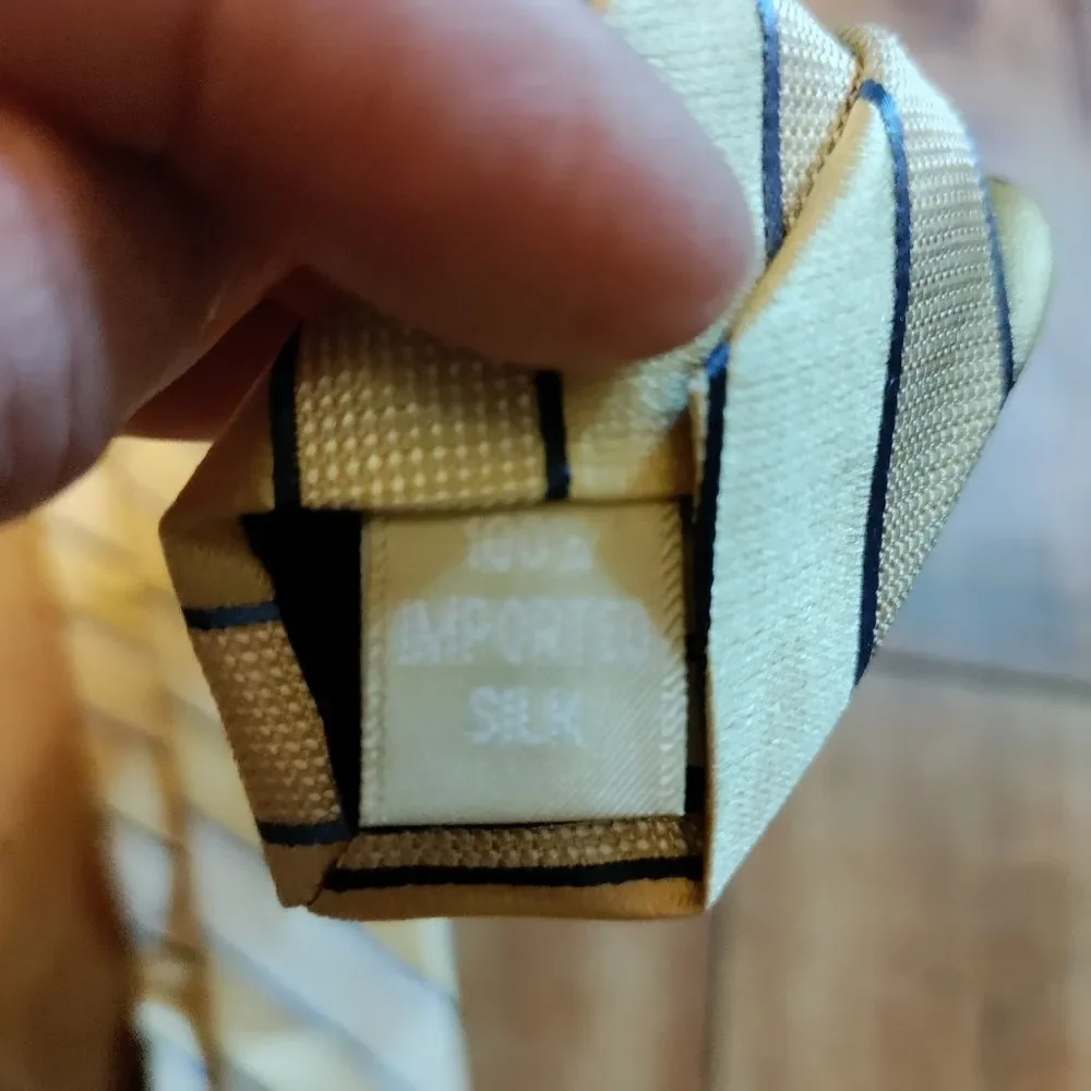 Michael Kors silk tie yellow blue stripe office wedding spring easter formal pro